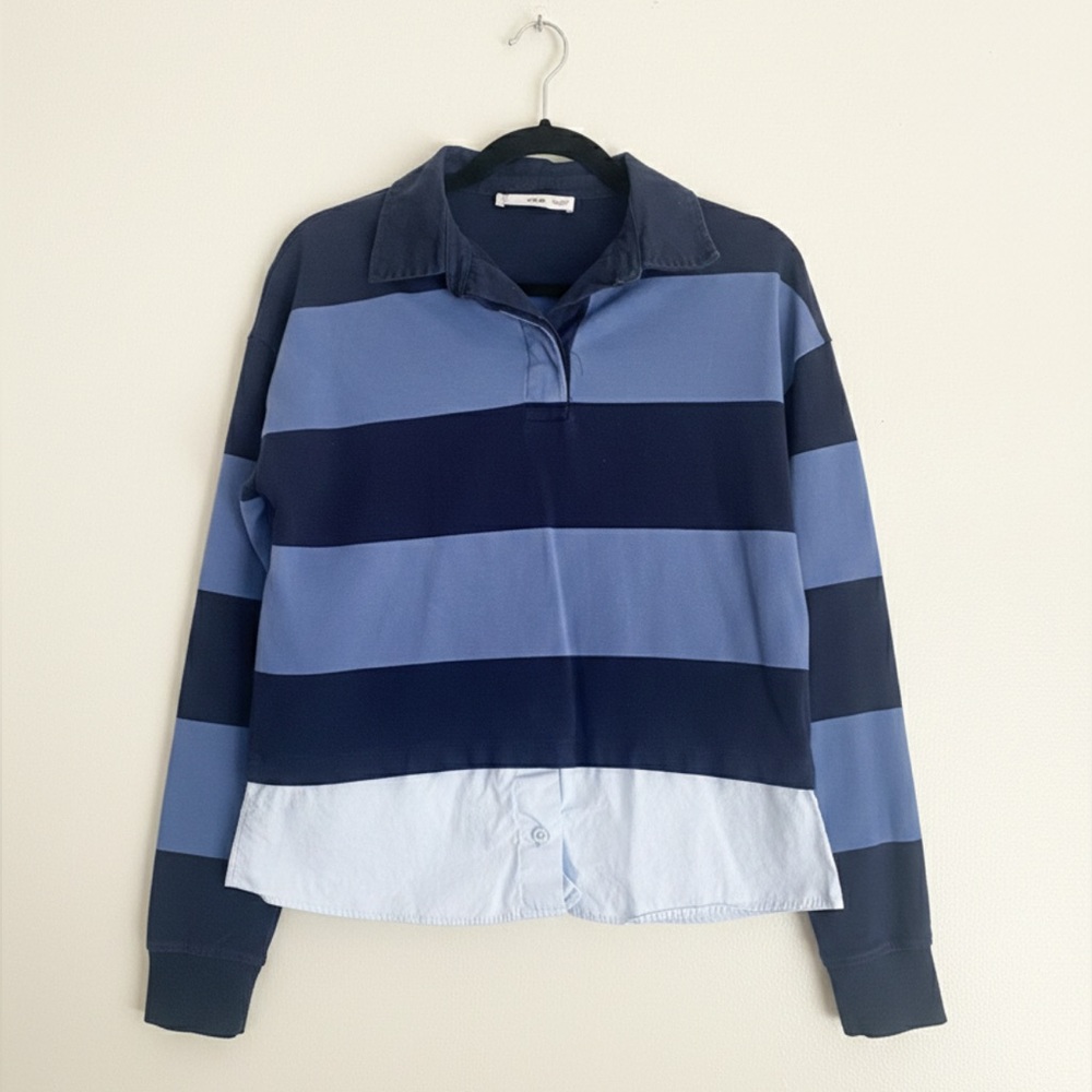 Mango Navy Long Sleeve Shirt